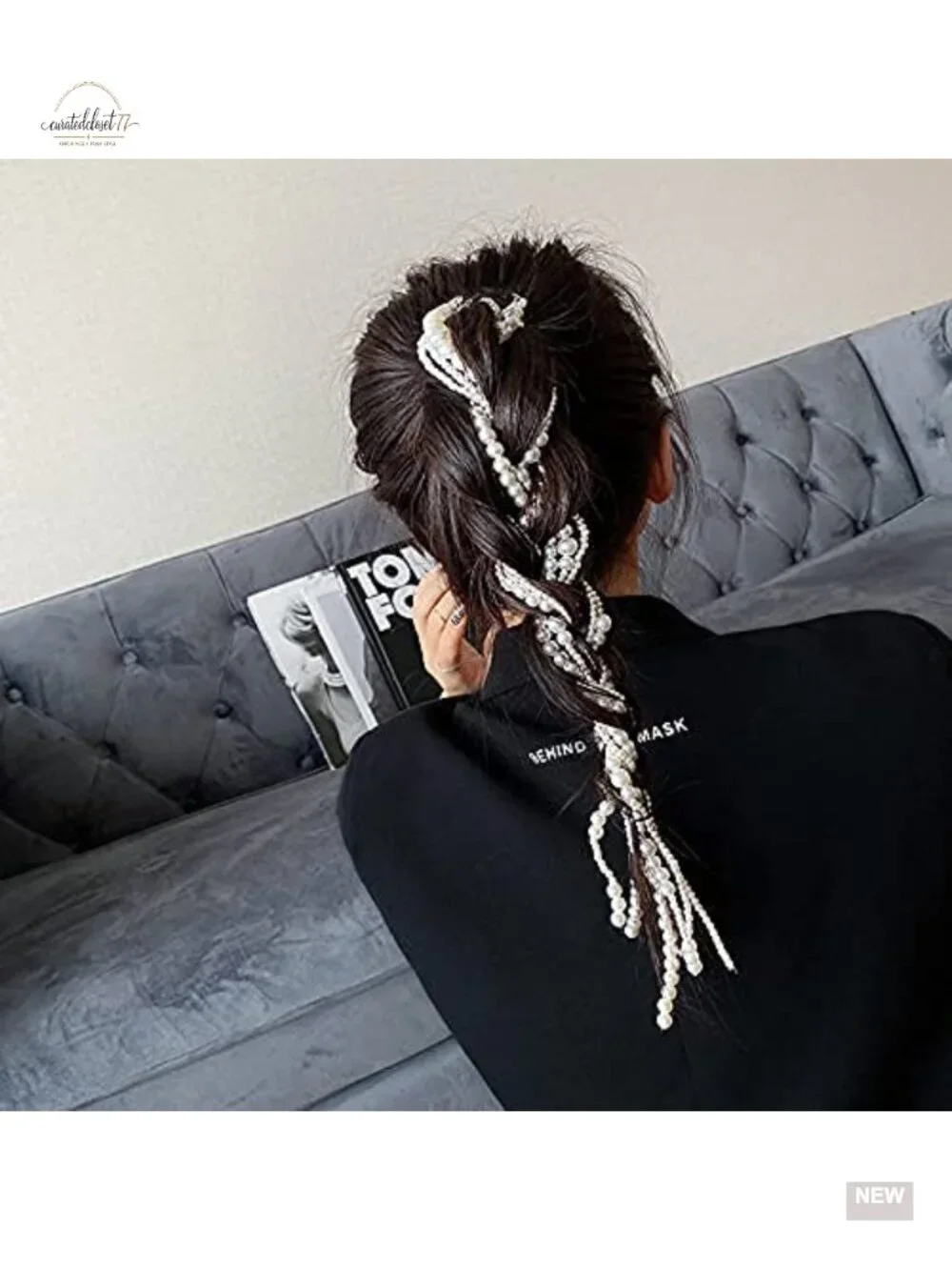 Faux Pearl Hair Clip Butterfly Chain DIY Accessories